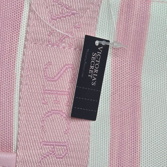 Victoria Secret Pink Cooler Bag Tote White Striped Zipper Insulated New W/ Tags - Picture 7 of 10